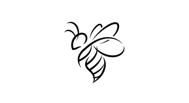 Stylized bee line art icon with flowing elegant strokes