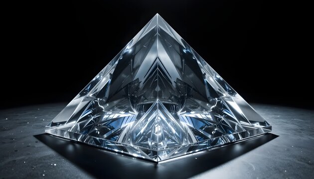 A large clear diamond pyramid gemstone.