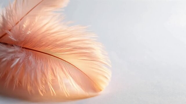 Pink feather on white background