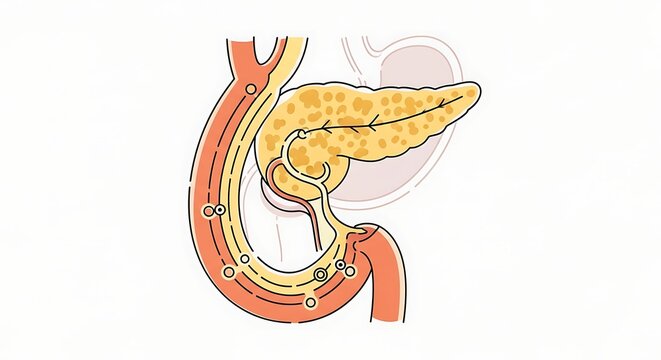 Anatomy of the human pancreas organ.
