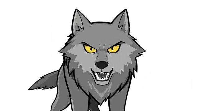 Modern Gray Wolf Mascot Flat Vector Illustration