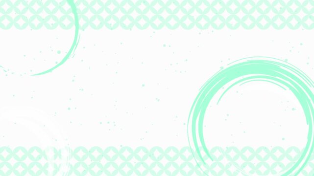 和柄（七宝）と筆書きの背景アニメーション　15秒ループ　白背景