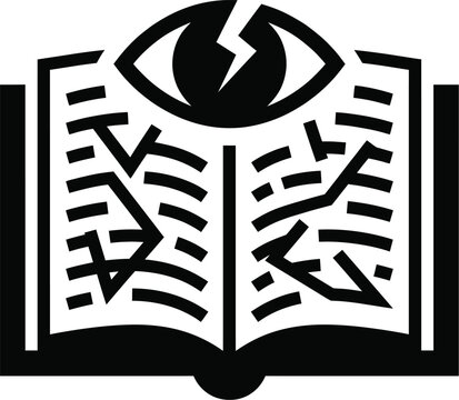 Word blindness vector symbolic open book with eye illustration dyslexia concept