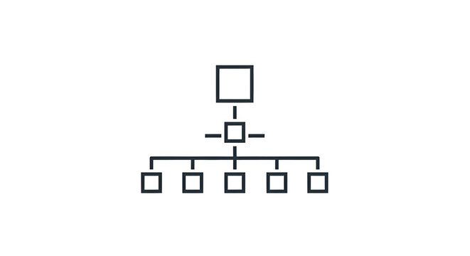 Organization chart graphic icon structured diagram for business and data flow dark blue lines