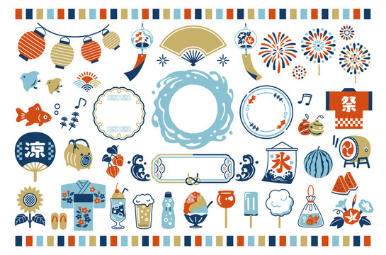 Japanese style summer festival design resource collection