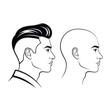 Man with undercut haircut and bald head side view