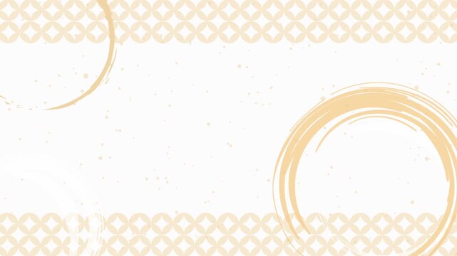 和柄（七宝）と筆書きの背景アニメーション　15秒ループ　白背景