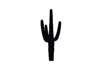 A stark black cactus form stands boldly against a bright white background silhouette © Sumon