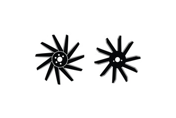 Two black fan blades against a white background a striking silhouette © Sumon