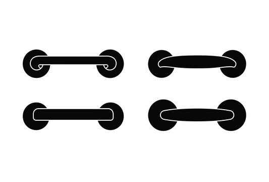 Four black shoe lace shapes displayed against a plain white background silhouette