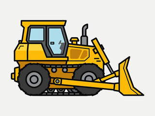 Fototapeta premium Yellow bulldozer construction vehicle cartoon illustration.