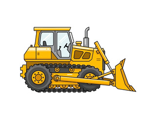 Obraz premium Yellow bulldozer construction vehicle illustration.