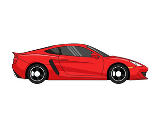 Obraz premium Sleek Red Sports Car Side View Illustration.