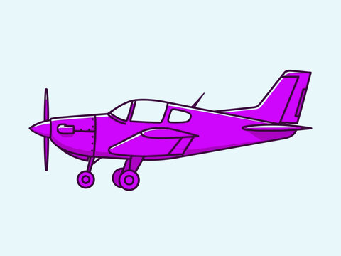Vibrant Purple Small Airplane Side View Illustration.