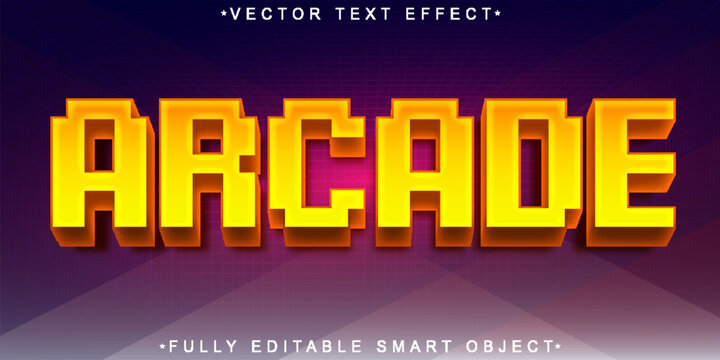  Arcade Neon Pixel Typography Style Vector Fully Editable Smart Object Text Effect