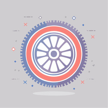 Stylized car wheel icon with gradient colors