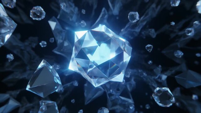 Sparkling diamonds on dark background.