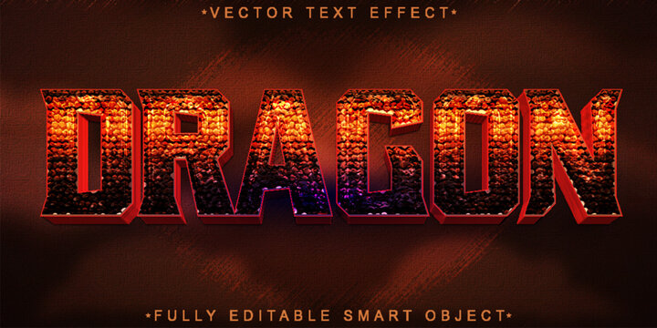  Dragon Mythical Fire Typography Style Vector Fully Editable Smart Object Text Effect