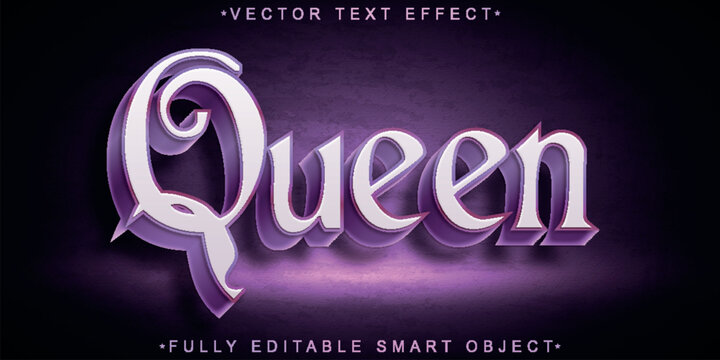 Queen Royal Crown Typography Style Vector Fully Editable Smart Object Text Effect