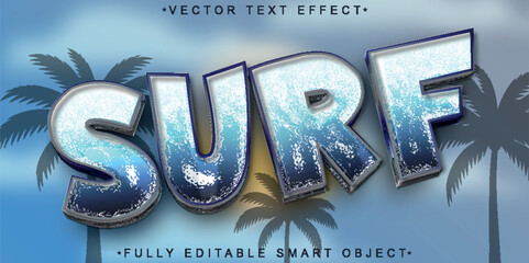  Surf Ocean Wave Action Typography Style Vector Fully Editable Smart Object Text Effect © HUMA