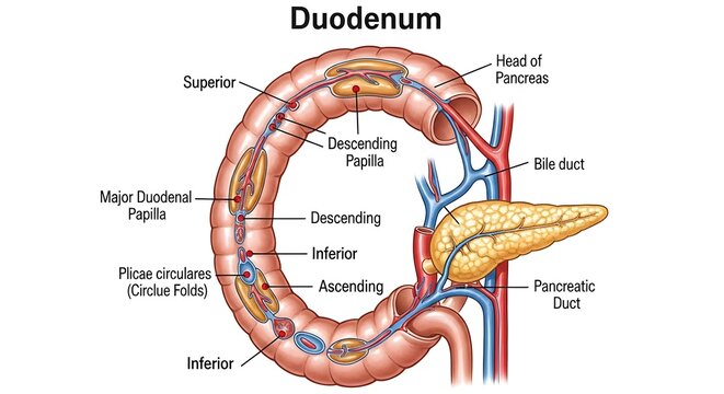 Anatomy of the human duodenum intestine.