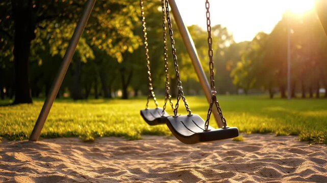 Swing Set Serenity - A Peaceful Moment in the Park.