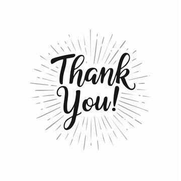 Thank You Calligraphy with Sunburst Background