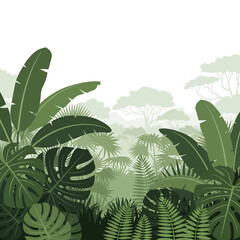Tropical green jungle foliage plants 1. © Cowok