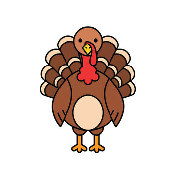Cartoon Turkey Bird Character Illustration.
