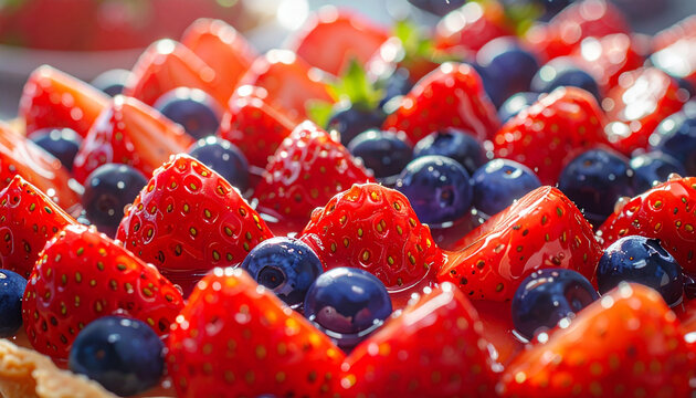 Campuran segar blueberry dan raspberry disajikan dalam kotak dan di atas piring, sempurna untuk camilan sehat dan manis.