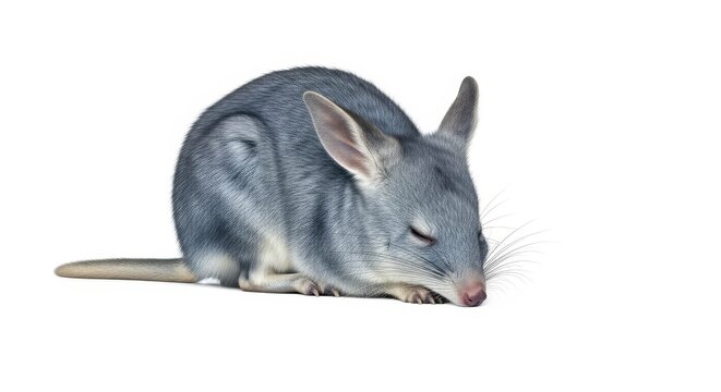 A cute Australian bilby marsupial with long ears and pink nose, isolated on a white background