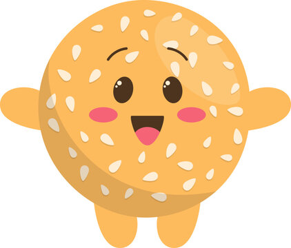 Onde Onde Cute Jajanan Pasar Illustration, Sesame Ball Indonesian Traditional Snack Vector