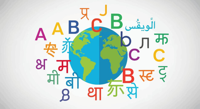 Global alphabet and language diversity concept.