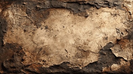 Fototapeta premium Textured, weathered surface with a central light area and dark, peeling edges