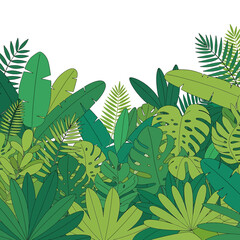 Tropical green leaves illustration closeup. © Cowok