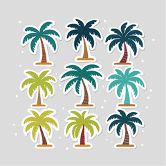 Fototapeta premium Set of cartoon palm trees in various colors