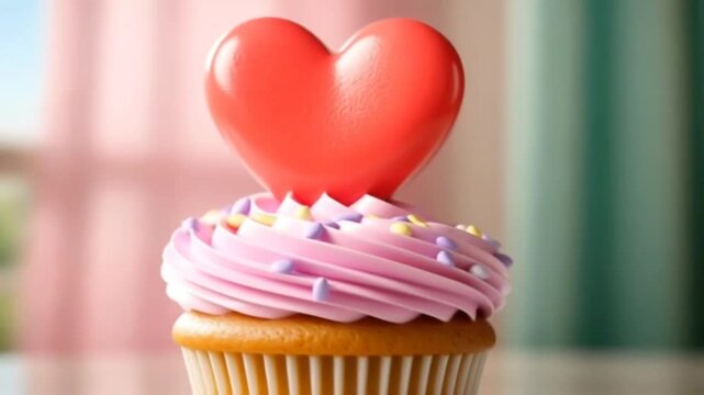 Cupcake Heart Topper Pastel Copy Space