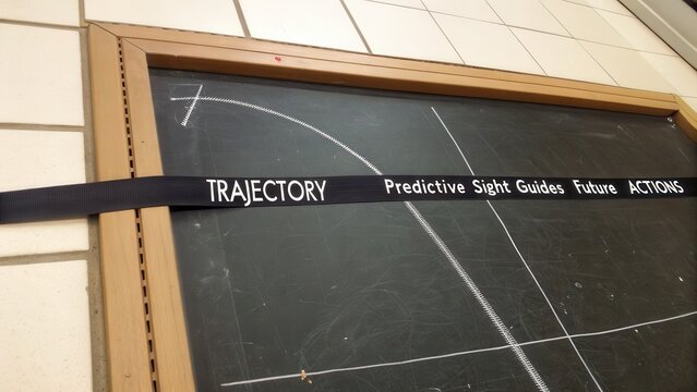 Chalkboard Diagram Illustrating Trajectory and Predictive Sight Guide