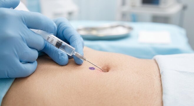 Administering local anesthesia before an medical procedure.
