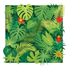 Tropical leaves and flowers illustration 10. © Jem