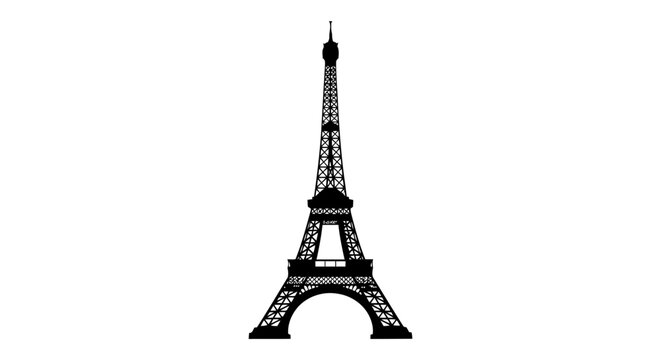 Eiffel tower silhouette against a white background