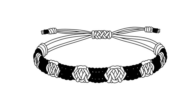 A black and white braided cord bracelet