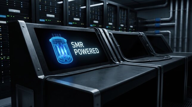 Futuristic SMR Powered Technology Displaying Energy Battery Innovation