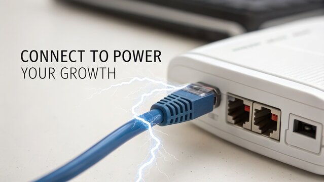 Network cable plugging into device with electric effect
