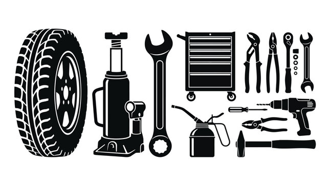 Set of car repair tools