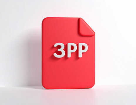 3P File With White Text On A Red Document Shape With Rounded Corners 3PP, file, document, red, white