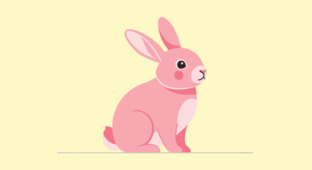 Fototapeta premium Adorable pink rabbit character sitting quietly a cheerful graphic for childrens projects
