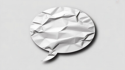 Naklejka premium Round blank speech balloon made of wrinkled white paper on a transparent background. 