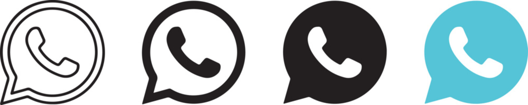 Set of four different phone chat bubble icons for communication