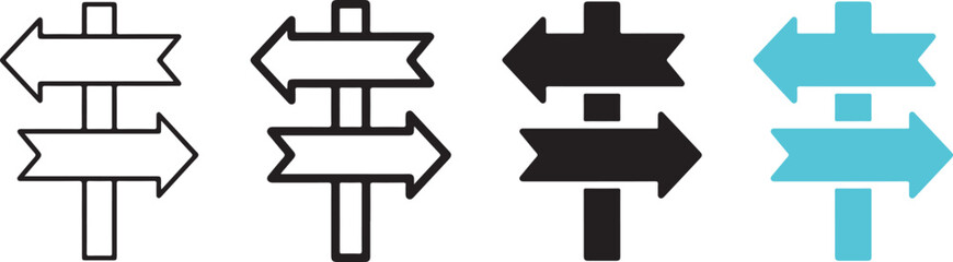 Set of four directional arrow sign post icons © FORHAD HOSSAIN45